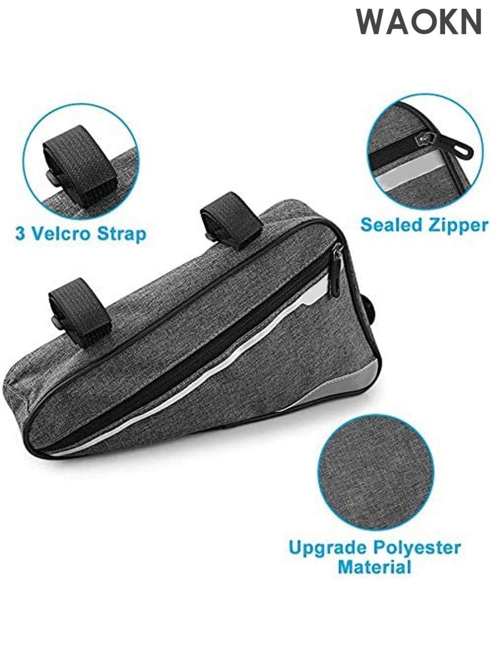 Professional Bike Triangle Frame Bag- Bicycle Storage Bag Pack Bike Accessories Road Mountain Cycling Saddle Pouch Bag Professional Bicycle Accessories Bag- Fits Most Bike Frames (Grey)