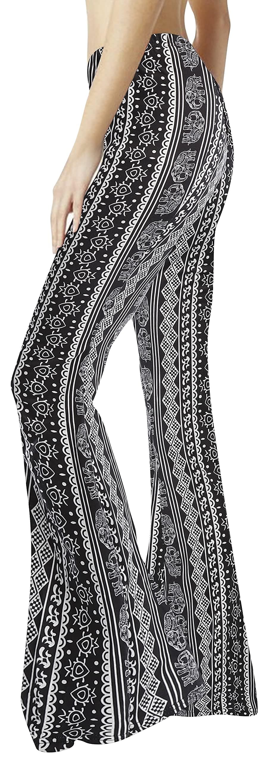 WSPLYSPJY Women's Boho Print High Waist Wide Leg Palazzo Bell Bottom Pants