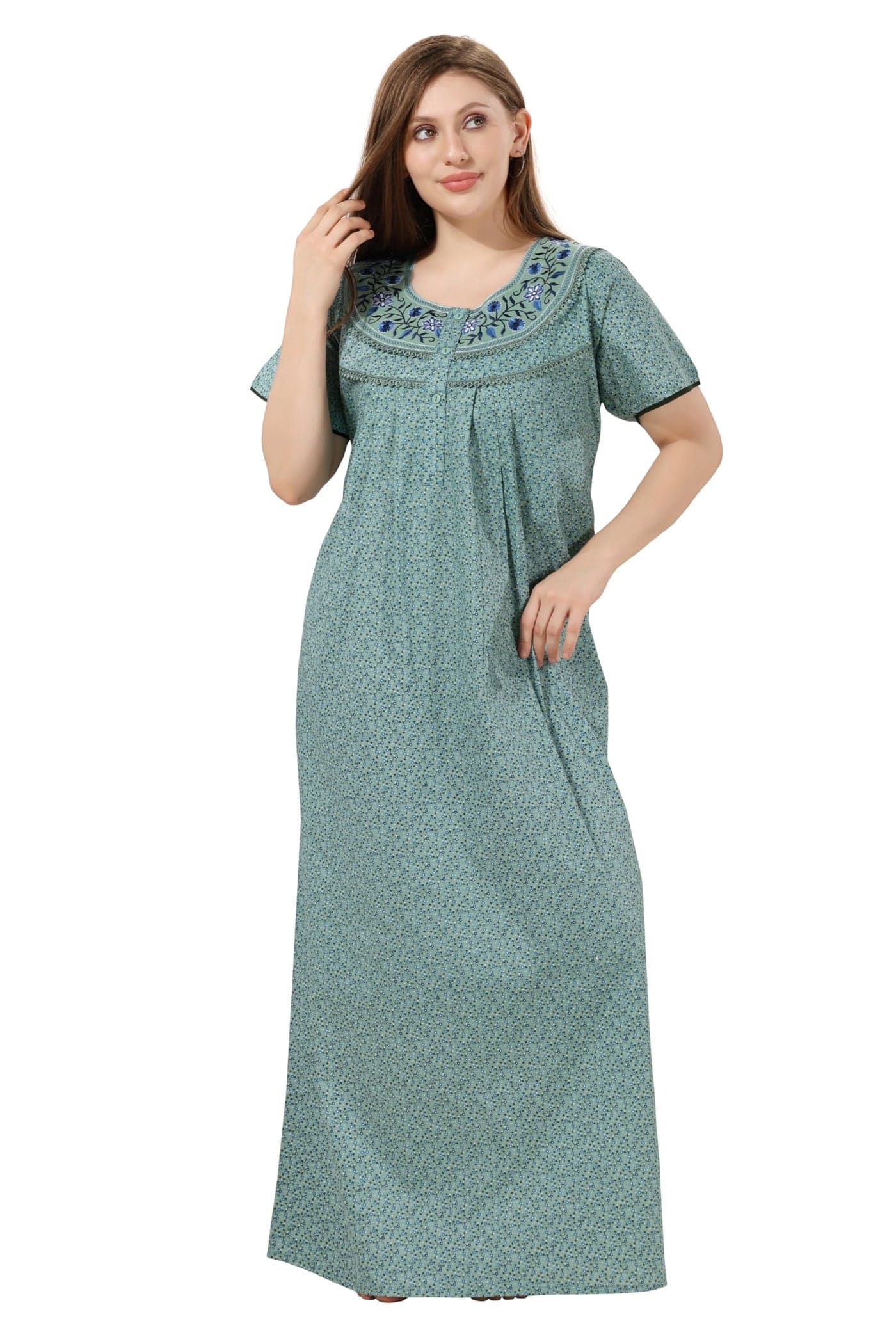 Soulemo Women's Pure Cotton Floor Length Nighty (S - Bust - 38 - Hunter Green) 1690BS