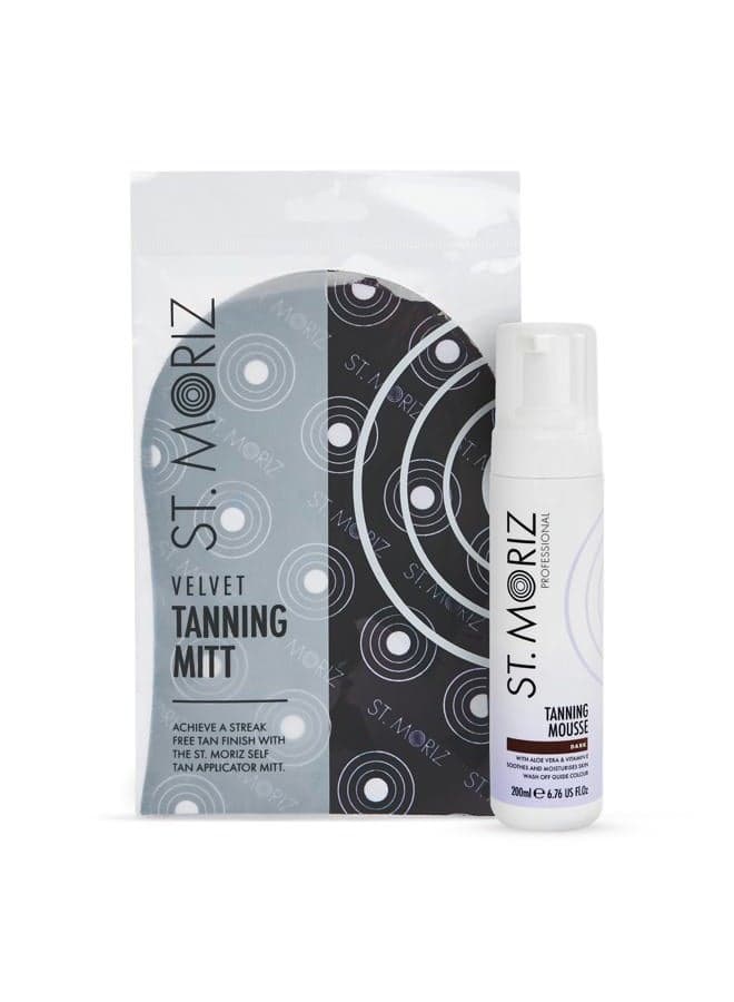 St Moriz Instant Self Tanning Mousse 200ml - Dark With St Moriz Tanning Mitt