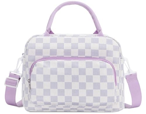 GASSDA Lunch Box for Women Insulated Lunch Bag Women Adult Cute Lunch Bags Reusable Lunchbox Cooler Tote Bag for Work Picnic (Purple Plaid)