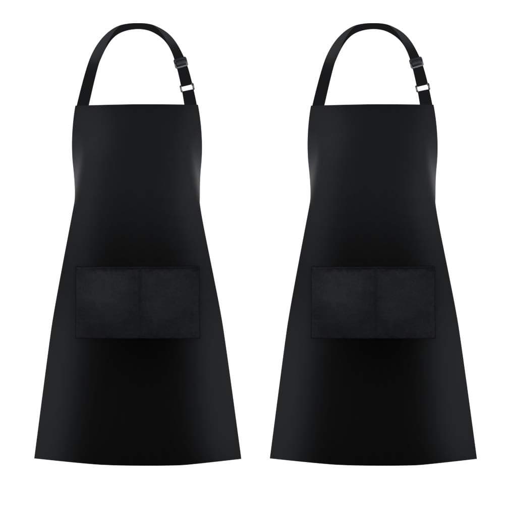Jubatus 2 Pack Bib Aprons with 2 Pockets Cooking Chef Kitchen Apron for Women Men Black
