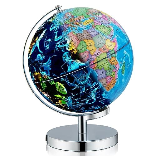 Goplus Illuminated Globes of The World with Stand 9 Rotating 3 in 1 World Globe wConstellation Stars LED Night Light Geography Globe for Office Decorative