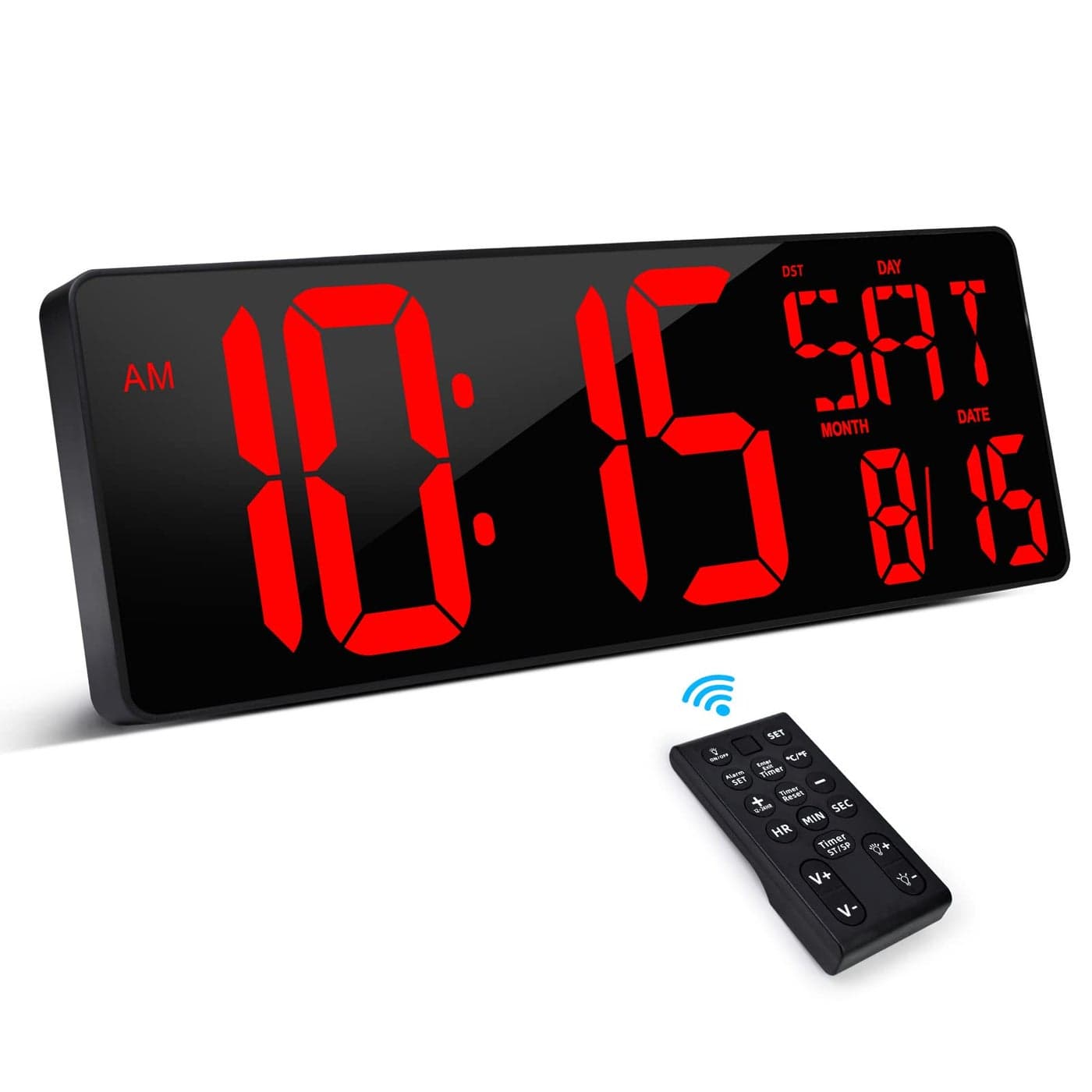 XREXS Large Digital Wall Clock with Remote Control 165 Inch LED Large Display Count Up Down Timer Adjustable Brightness Alarm Clock with DayDateTemperature for Home Gym Office and Classroom