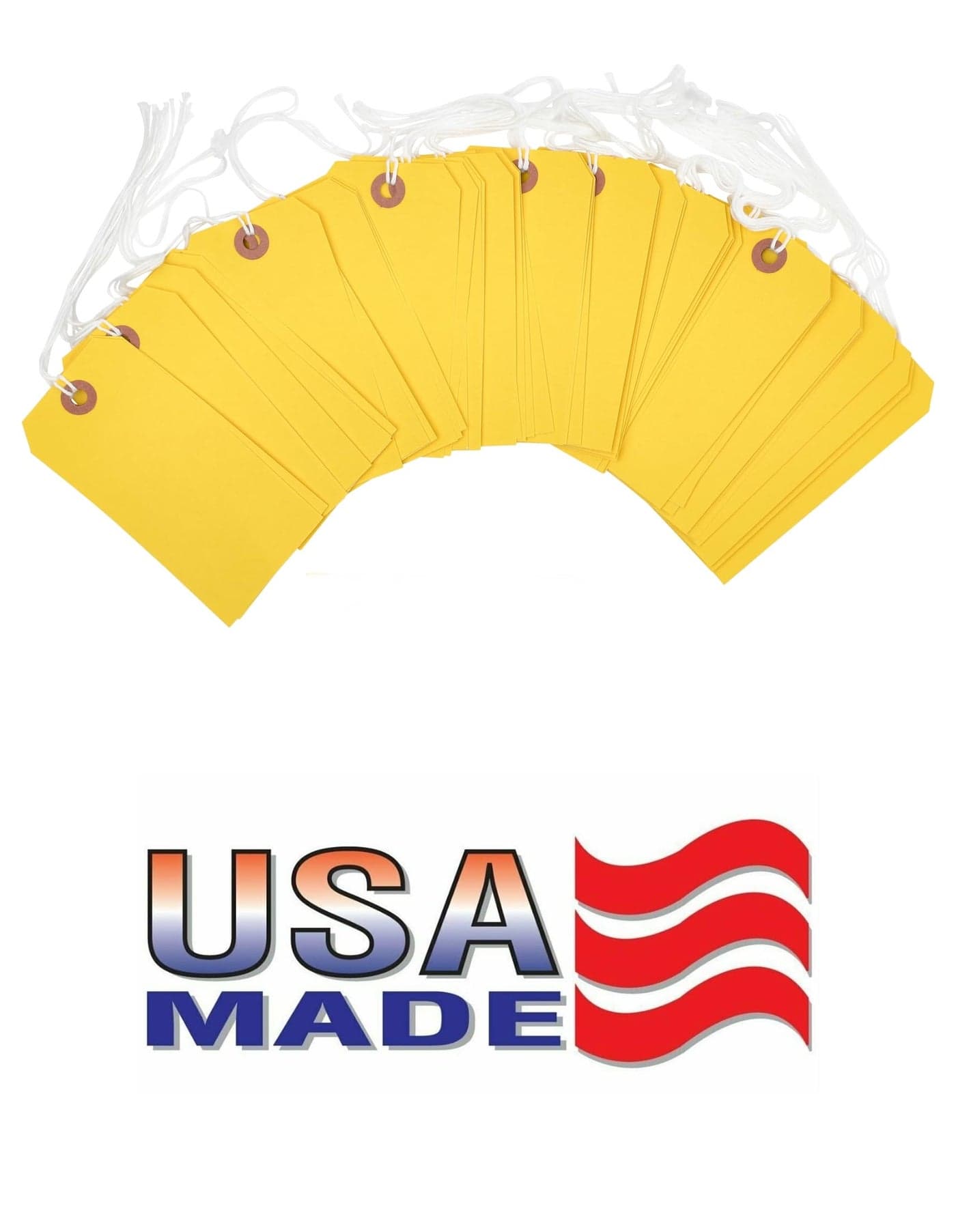 100 Tags 4 3/4" x 2 3/8" Size 5 Yellow Inventory Shipping Hang Tag with String by Gitway…