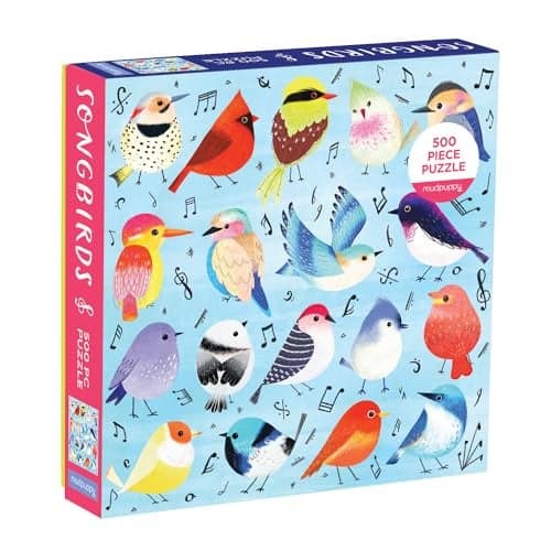 Mudpuppy Songbirds 500 Piece Family Jigsaw Puzzle Illustrated Songbird Puzzle for Families and Adults with Colorful Birds and Music Notes