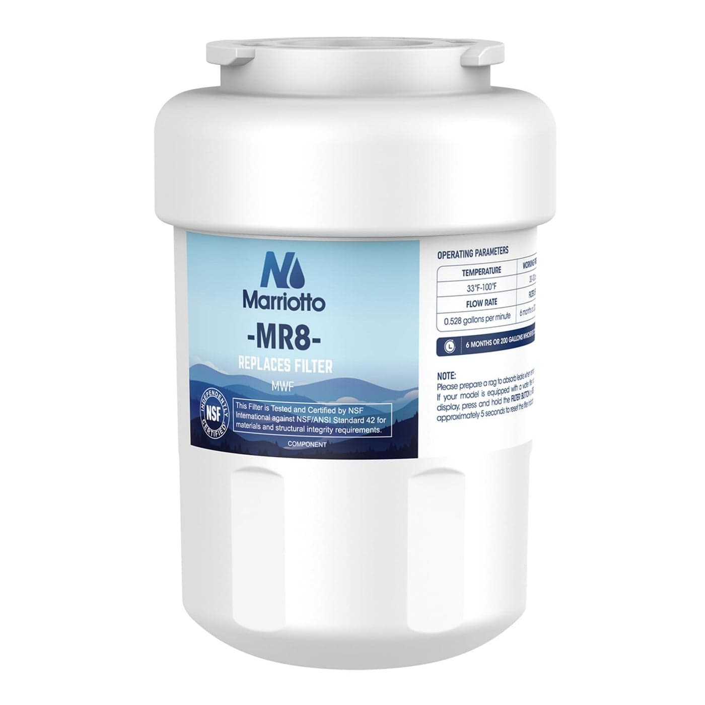 MARRIOTTO Smart Water Filters for Refrigerators NSF 42 Certified Cartridges Compatible with MWF MWFA MWFP GWF GWFA 469991 HDX FMG1 WFC1201 1 Pack
