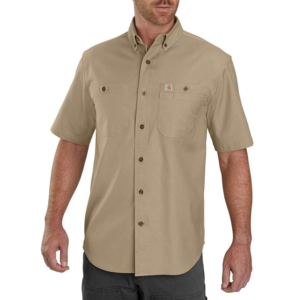 Carhartt mens Rugged Flex Rigby Short Sleeve Big Tall Work Utility Button Down Shirt Dark Khaki 3XLarge US