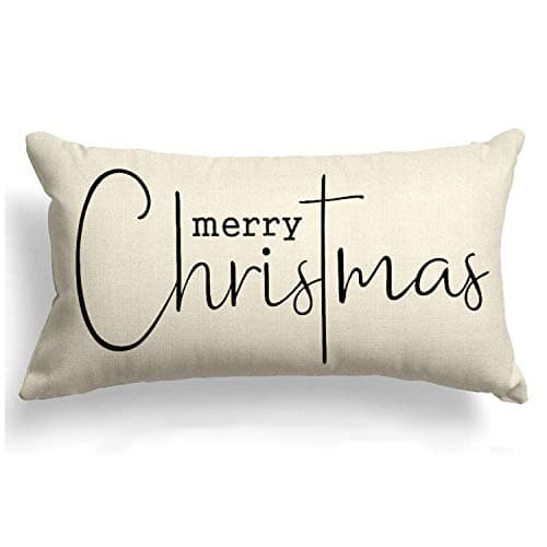 Allorry Christmas Pillow Covers Merry Christmas Throw Pillow Decorative Beige Cotton Cloth Linen Cloth Pillow Cover Sofa Cover Decorative Rectangle Length 12X20 inches