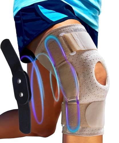 Sparthos Knee Brace - Heavy-Duty Hinged Support for ACL, MCL, Meniscus Tear, Arthritis, Tendons Pain - Open Patella - 4-Strap Adjustable - For Men and Women (Plus Size, XXX-Large, Thigh 20-28 in)