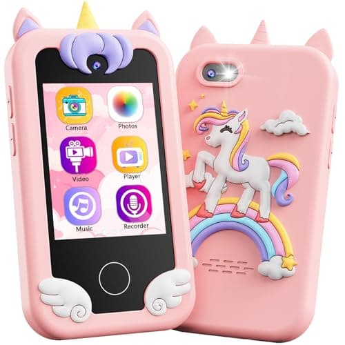 KOKODI Kids Smart Phone Toys Birthday Gifts Unicorn Toddler Play Phone for Girls 310 Touchscreen HD Dual Camera Cell Phones for Kids Travel Toys Preschool Learning Toy for Kid with 8GB SD Card
