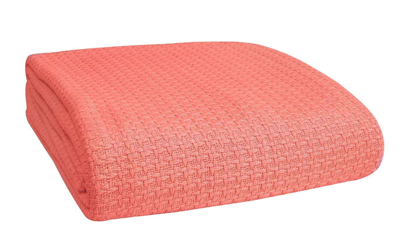 Belizzi Home 100 Cotton Bed Blanket Breathable Bed Blanket Twin Size Cotton Thermal Blankets Twin Perfect for Layering Any Bed for All Season Coral