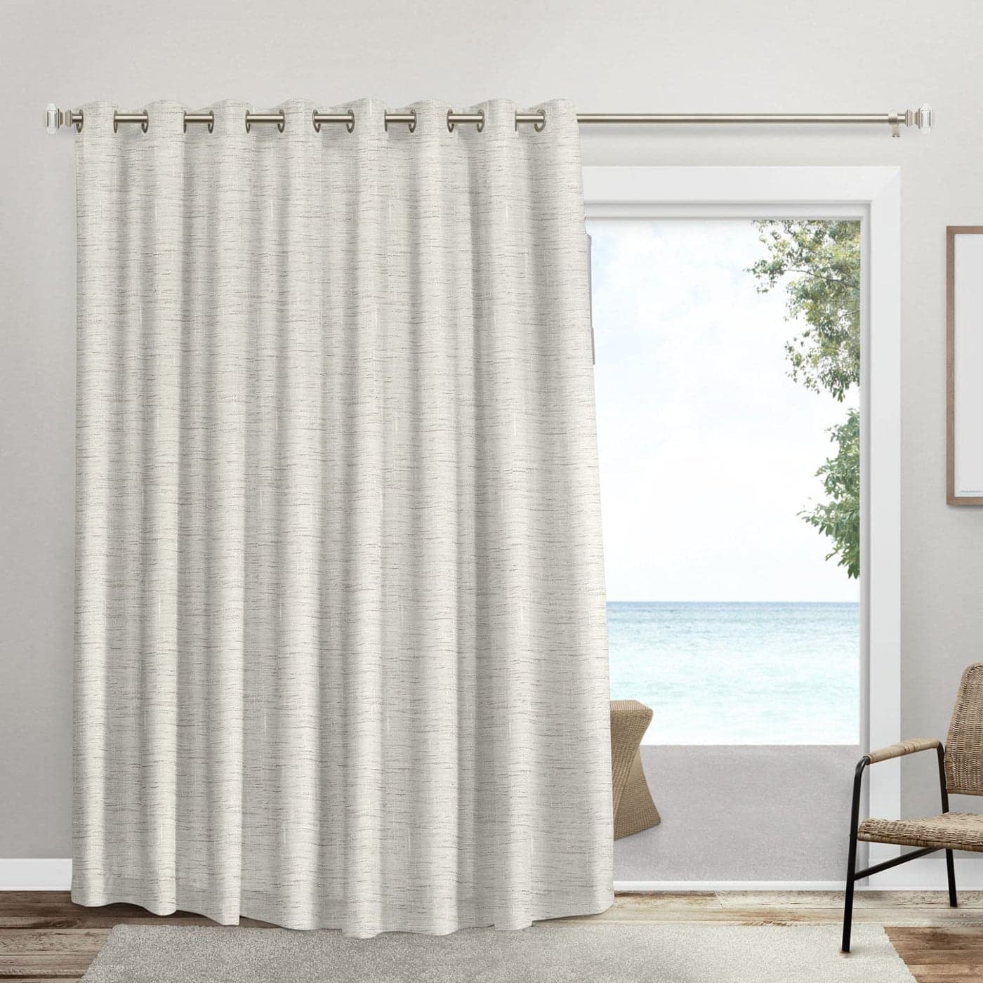 EXCLUSIVE HOME Burke Patio Grommet Top 100 Blackout Indoor Single Curtain Panel 100x84 Latte
