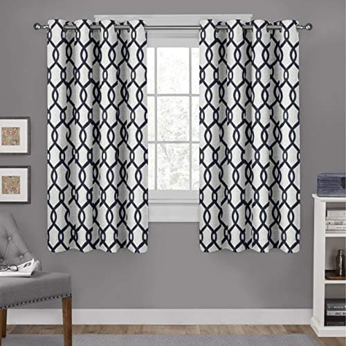 EXCLUSIVE HOME Kochi Light Filtering Linen Blend Grommet Top Curtain Panel Pair 54x63 Indigo