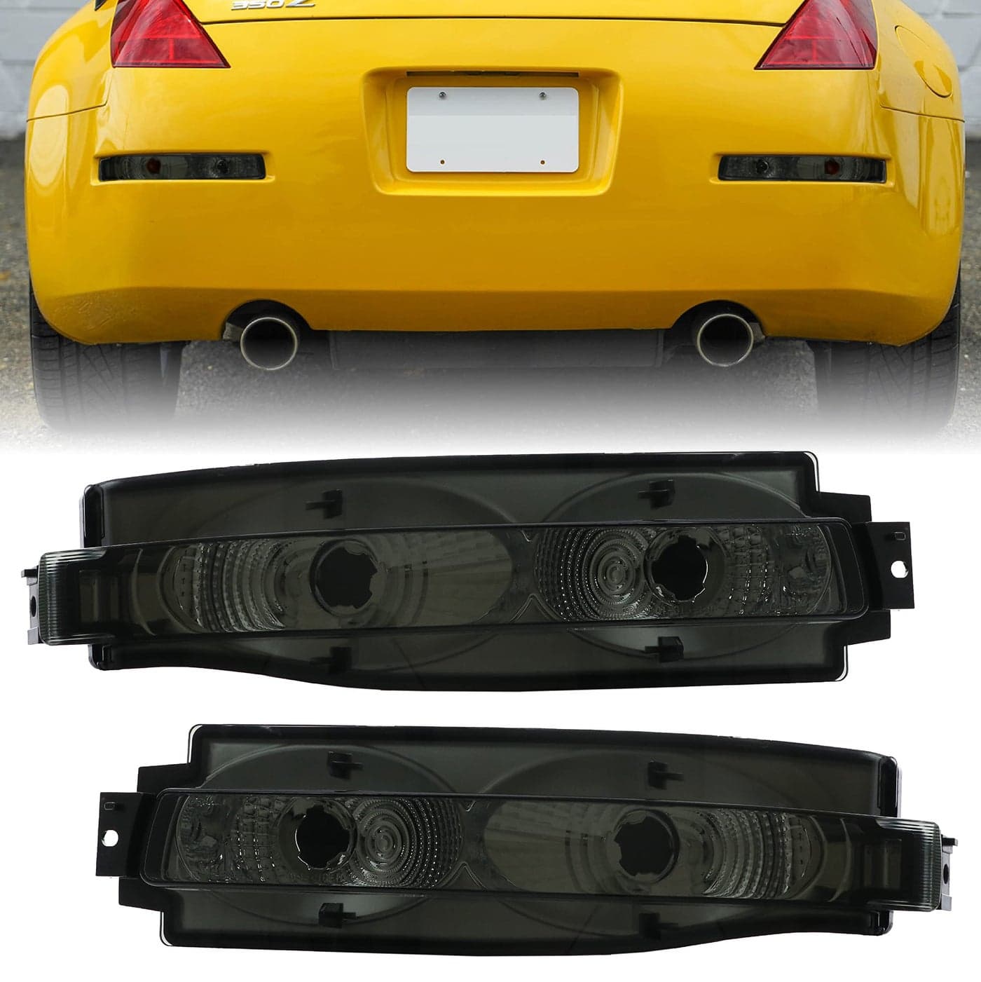 USR DEPO 0309 350Z Reverse Lights Smoke Rear Bumper Turn Signal Backup Lamps Pair Left Right Compatible with 20032009 Nissan 350Z Z33 Smoked Lens