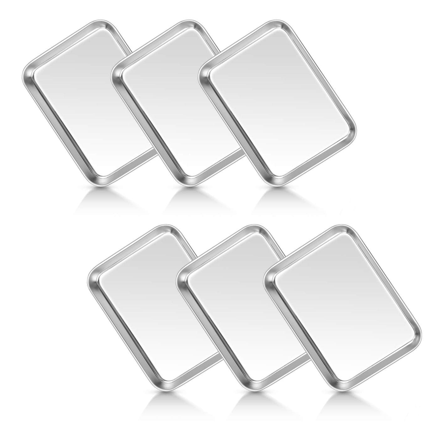 TeamFar Kids Plates Set of 6 735308 Stainless Steel Kids Toddler Plates Tray Metal Toddler Plate for Indoor and Outdoor Healthy Toxic Free Dishwasher Safe Oven Safe Stackable