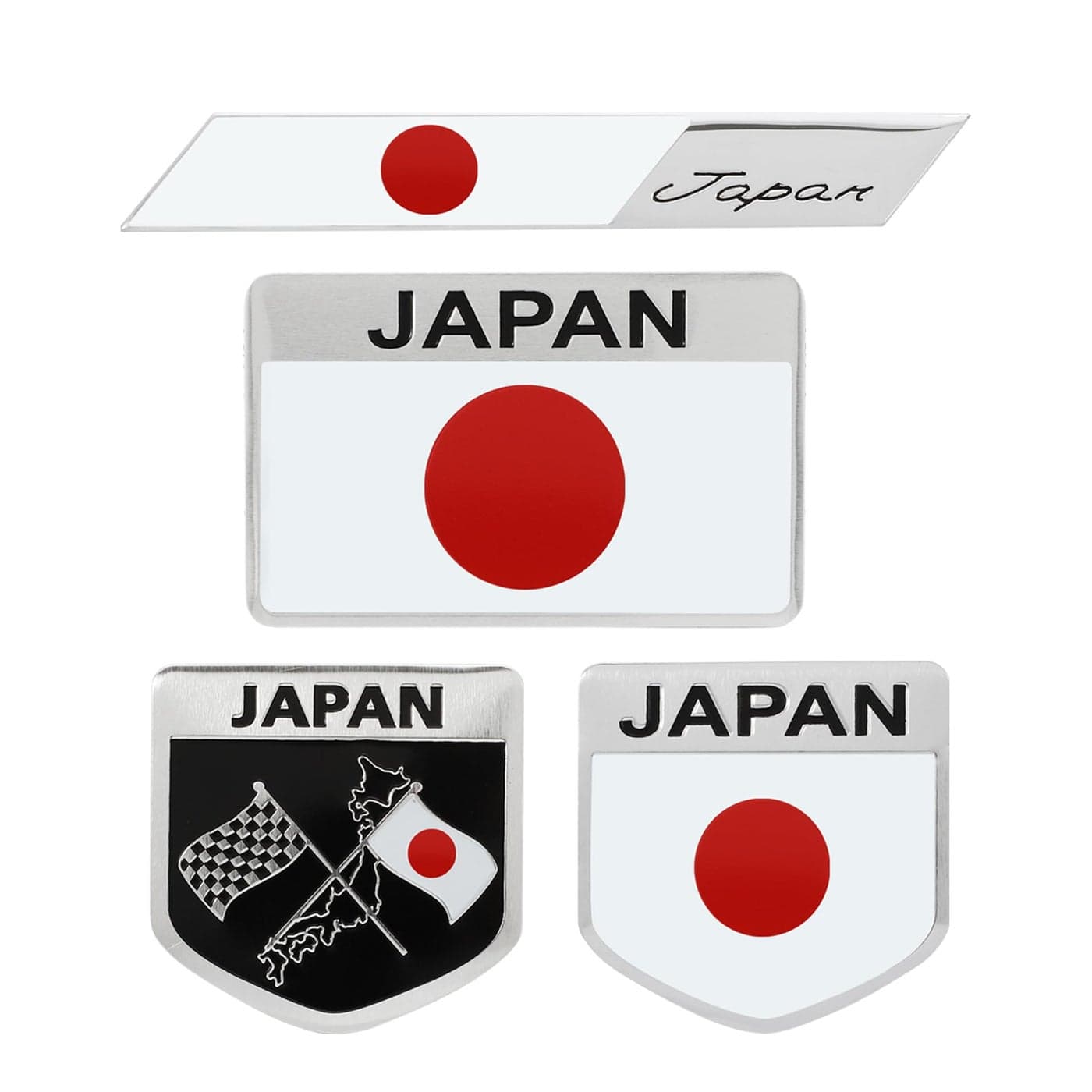 TOMALL 4Pcs 3D Metal Japan Flag Emblem Badge Decals for All Cars for Fender Japanese Badges Trucks Laptop Zinc Alloy Symbol Modified Emblems Logo Decorations Stickers for Car Exterior Accessories