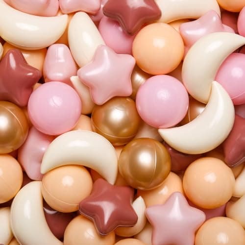 GOGOSO Ball Pit Balls Stars Moon Shapes Plastic Pitballs for Toddler Play Tent Baby Photo Props Kids Pool Water Toys Kiddie Pool Party DecorBrown Pink 100pcs
