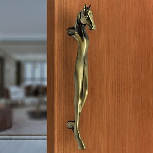 Plantex Heavy Duty Main Door Handle/Horse Shape Door Handle for Main Door/15 inches Antique Door Handle for Home & Hotel/3 Years Warranty Pack of 1 (284- Brass Antique Finish)