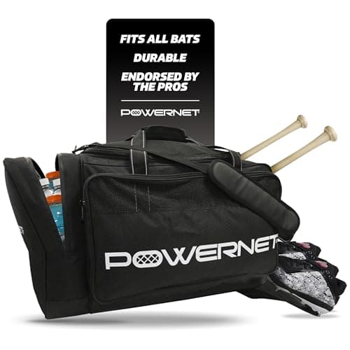 PowerNet Pro Duffle, Softball & Baseball Dual Bat Bag, Baseball Gear Shoulder Bag with Cooler Pocket and Padded Shoulder Strap (Duffle, 1-Count)