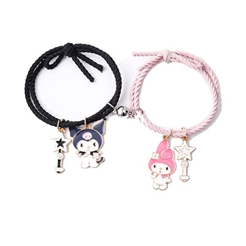 ZMANYIJEW Kuromi Bracelet Valentine Couple Rope Bracelets for Best Friend Cute Kuromi Bracelet (Black, Zinc Alloy)