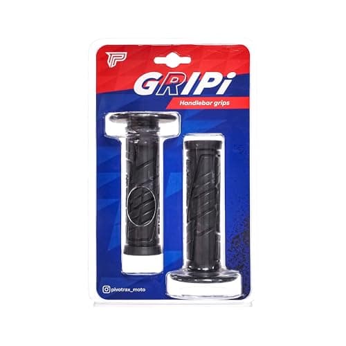 PIVOTRAX GRIPi Handlebar Grips – Triple Color Injection (Red/Blue/White), Fit for Dirt Bikes & E-Dirt Bikes, Anti-Slip, Durable Motorcycle Grips (Black)