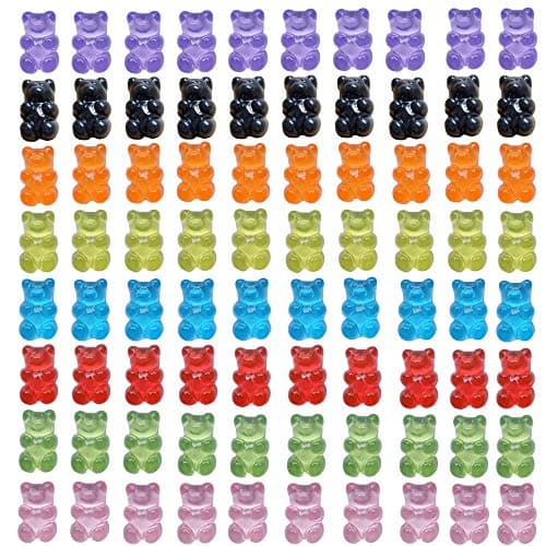 Smanzu 80 Pcs Candy Gummy Bear Charms Resin Bear Pendants for DIY Crafting Slime Dollhouse Decoration(Multi Colors)