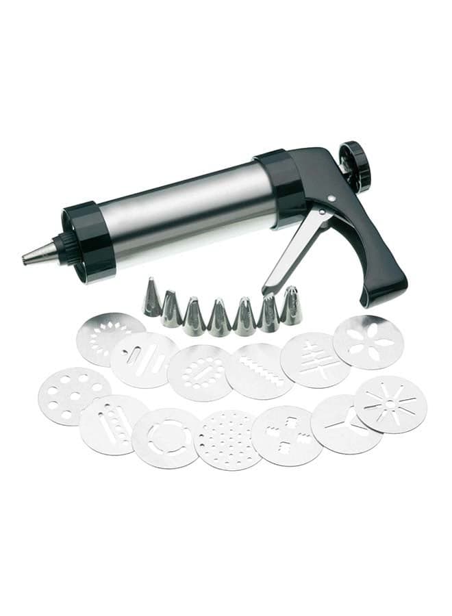 Cookie Press And Icing Set Silver 8x21x31centimeter
