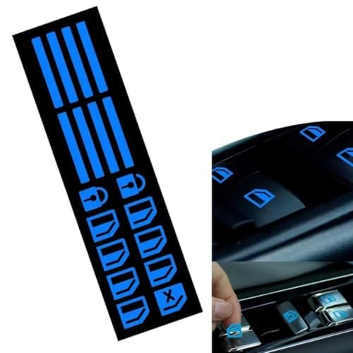 Teybouk Car Control Switch Luminous Sticker Switch Window Button Sticker Night Safety Glowing Decals Universal Accessories for Most Cars Blue