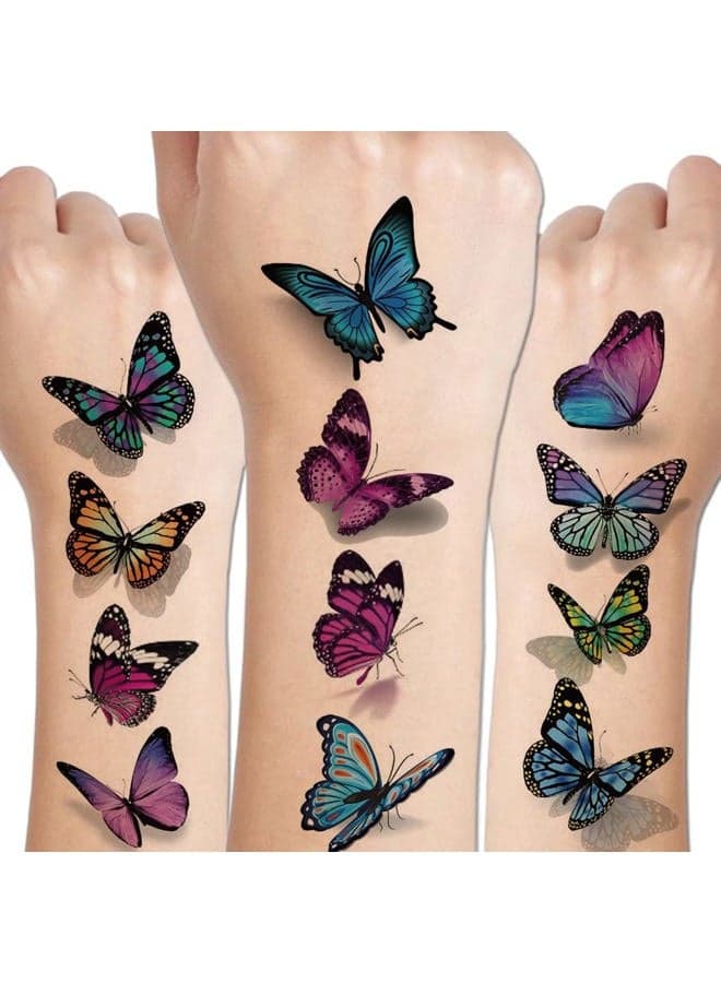 Butterfly Tattoos for Women Girls - 120 PCS Realistic 3D Butterfly Temporary Tattoos for Party Favors Decoration