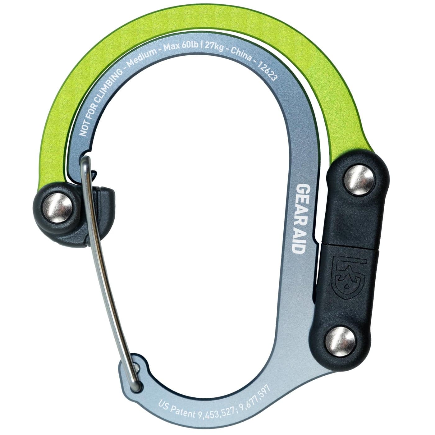 GEAR AID HEROCLIP Carabiner Gear Clip and Hook (Medium) for Camping, Backpack, and Garage Organization, Nav Green, 1 Pack