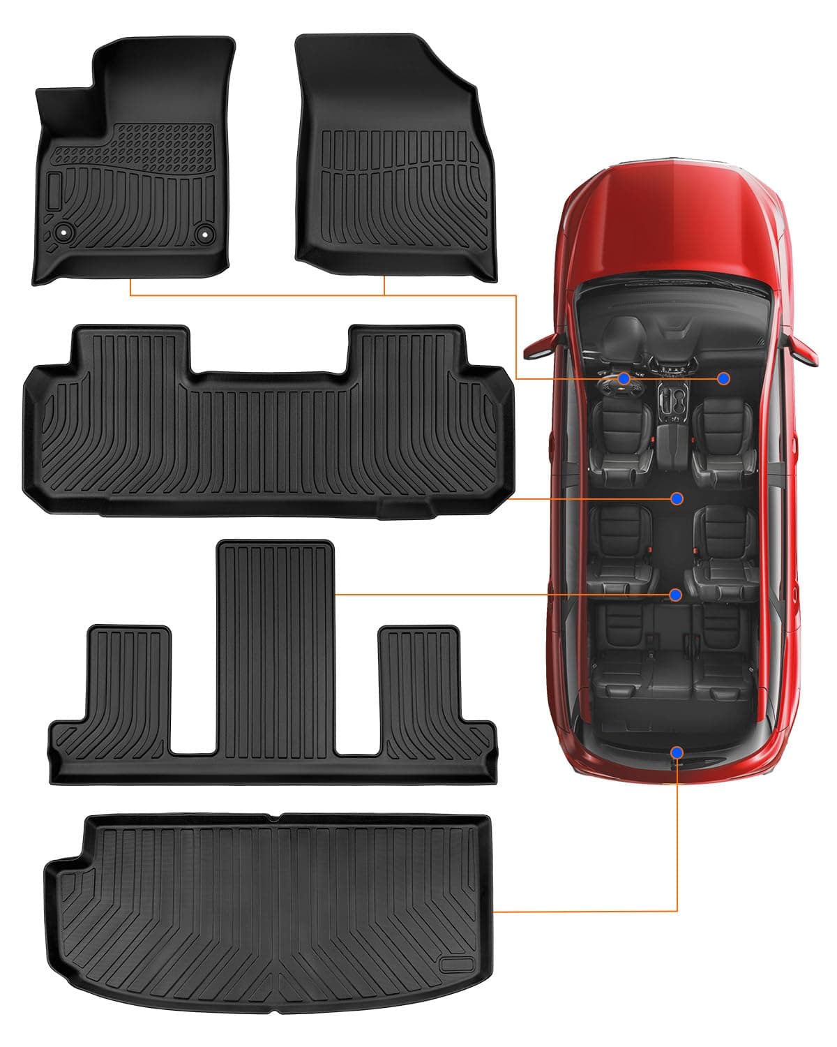 for 20182023 Chevy Traverse Floor Mats Cargo Liner only for 7 Seats for 2018 2019 2020 2021 2022 2023 Chevy Traverse Accessories All Weather Bucket Seats Fit 2024 Traverse Limited