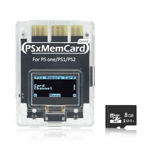BITFUNX PSxMemCard Gen2 Memory Card - Supports Firmware Upgrade, Unlimited Storage and Sd2psXtd, Includes an 8GB MicroSD Card, High Speed Game Memory Card for PS2/PS1/PS One Console (White)