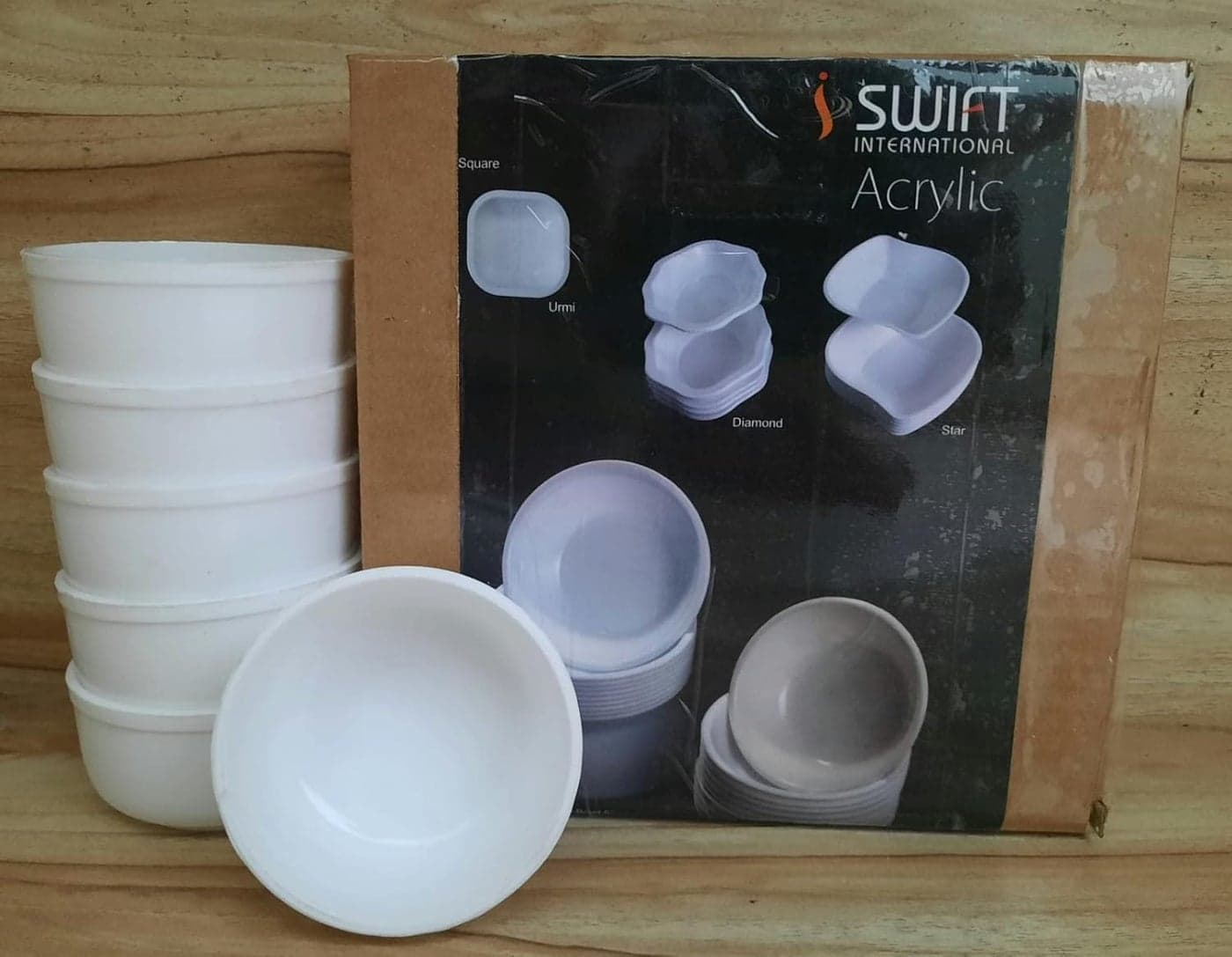 Swift International Round Plastic Serving Bowl Acrylic Dinner Lunch KatoriBowl Multipurpose Bowls for Serving Curry Pudding Ice Cream Soups Desserts Bowl Set White 8 Bowls