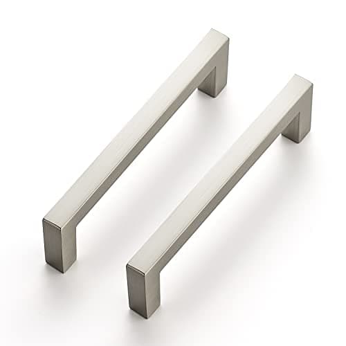 Ravinte 15 Pack Solid 3-3/4 Inch Center to Center Slim Square Bar Drawer Handles Cabinet Hardware - Brushed Nickel Kitchen Pulls