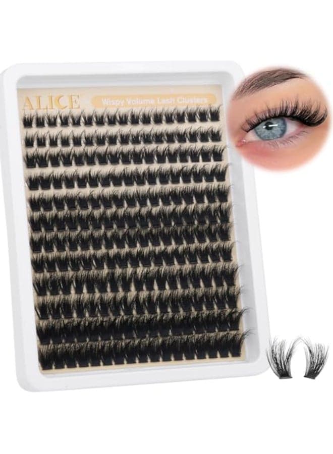 ALICE Lash Clusters Wispy Cluster Eyelash Extensions 204pcs 1018mm Volume Individual Lashes 1018mm Waterproof Natural Lash Extensions DIY Cluster Lashes DIY at Home