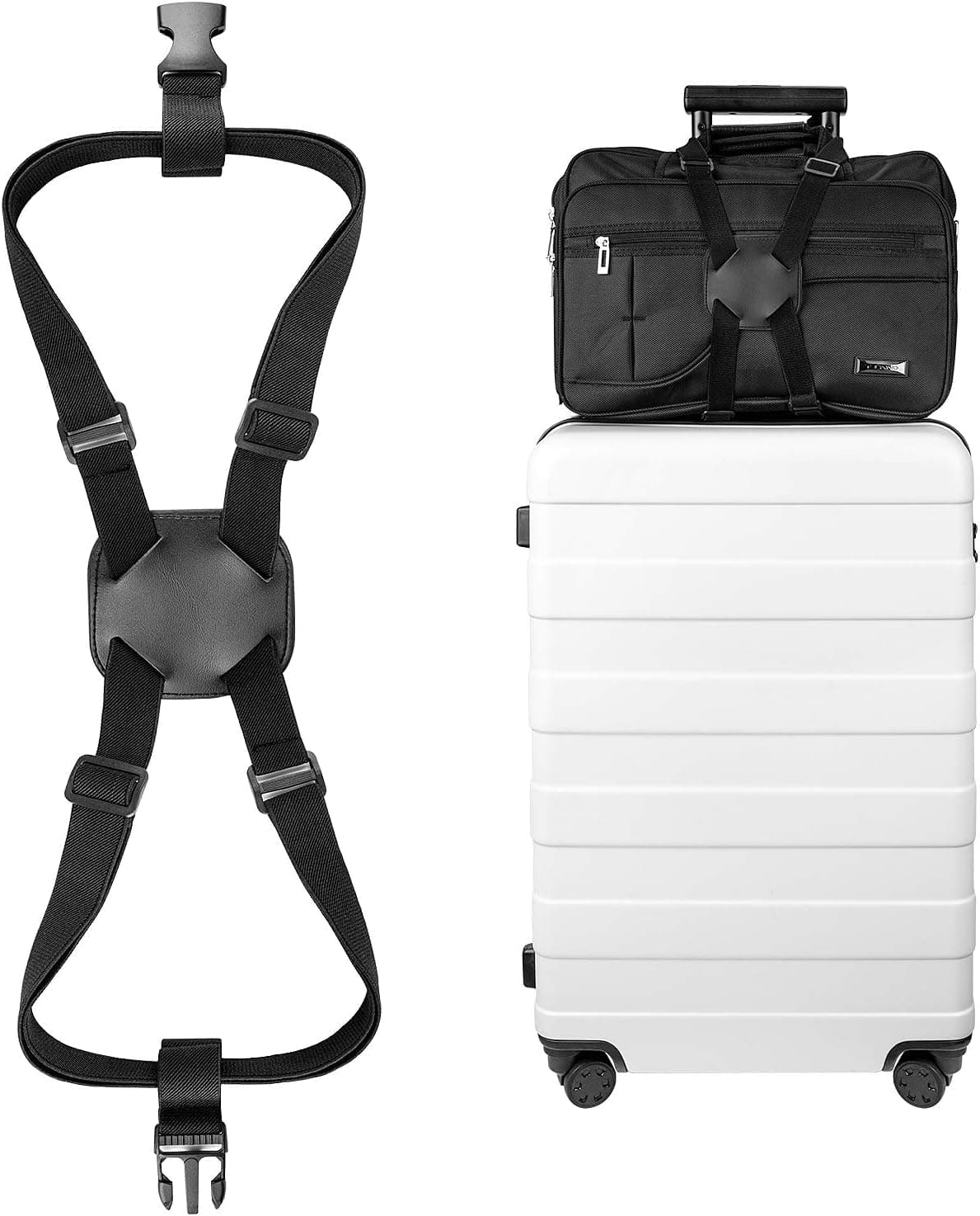 SHOPEE 2PCS Luggage Straps Bag Bungees for Add a Bag, Adjustable Elastic Travel Suitcases Luggage Bags Strap Belt with Buckles - Black