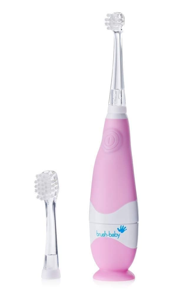 brushbaby BabySonic Infant and Toddler Electric Toothbrush for Ages 03 Years Smart LED Timer and Gentle Vibration Provide a Fun Brushing Experience Includes 2 Sensitive Brush Heads Pink