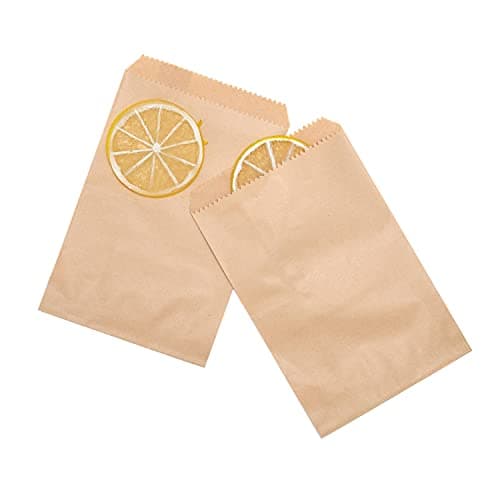Volanic 100PCS 4X6 Inch Kraft Paper Bags Small Flat Party Favor Bag for Bakery Cookies Sandwich Soap Packing