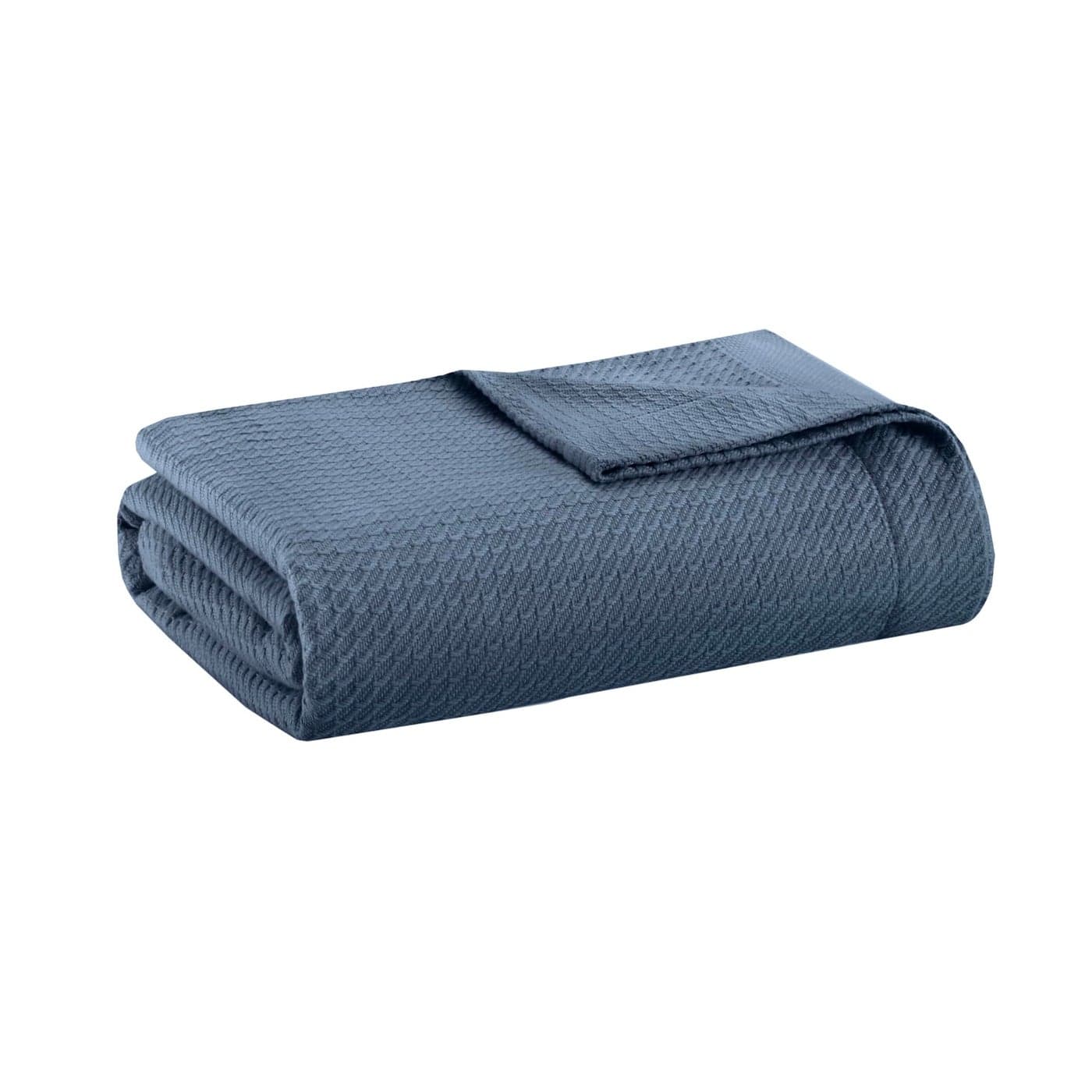Madison Park Soft Certified 100 Egyptian Cotton Breathable Cozy Blanket Premium Waffle Knit Classic Design Luxury All Season Lightweight Cover for Bed Couch and Sofa Twin Blue