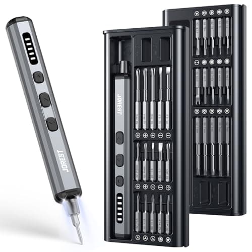 JOREST Mini Electric Screwdriver Small Cordless Precision Screwdriver set with 38 Magnetic Bits 5 Torque Settings Repair Tool for iPhones Laptop Drone Game Console Camera Gift for Father