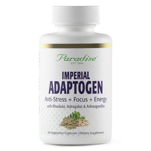 Paradise Herbs Imperial Adaptogens with Ashwagandha Astragalus Rhodiola Proprietary Adaptogen Blend for Stress Support Focus Energy 60 Vegetarian Capsules