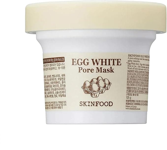 SKINFOOD Egg White Pore Mask 352 oz 100g Pore Refining Wash off Mask Tightens Pores Removes Blackheads and Dead Skin Cells Skin Smooth and Soft Exfoliating Skin Mask Wash Off Face Masks