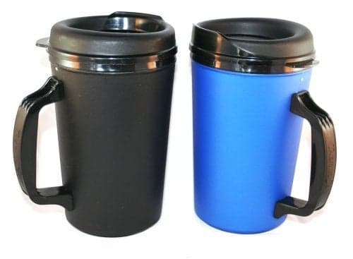 GAMA Electronics 2 ThermoServ Foam Insulated Coffee Mugs 20 oz (1) Blue & (1) Black