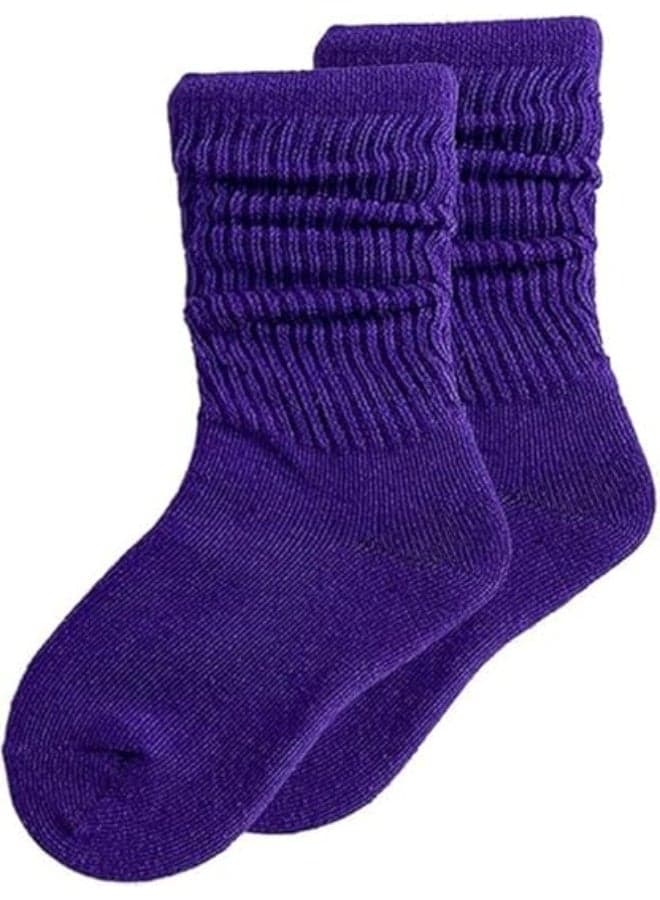 1 Pair Girls Slouch Socks, Toddler Cotton Athletic Stockings, Uniform Knee High Tube Socks, Little Kids Long Boot Crew Socks, Comfortable and Breathable, for School, Hiking, Outdoor Wear, M Size