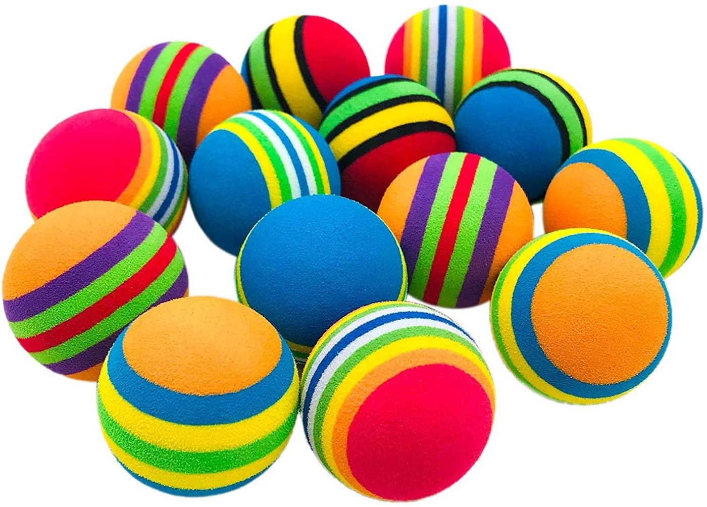 KUTKUT Pack of 10 Foam Balls for Cats - Colorful Rainbow Cat Toy Sponge Balls for Indoor Play & Training