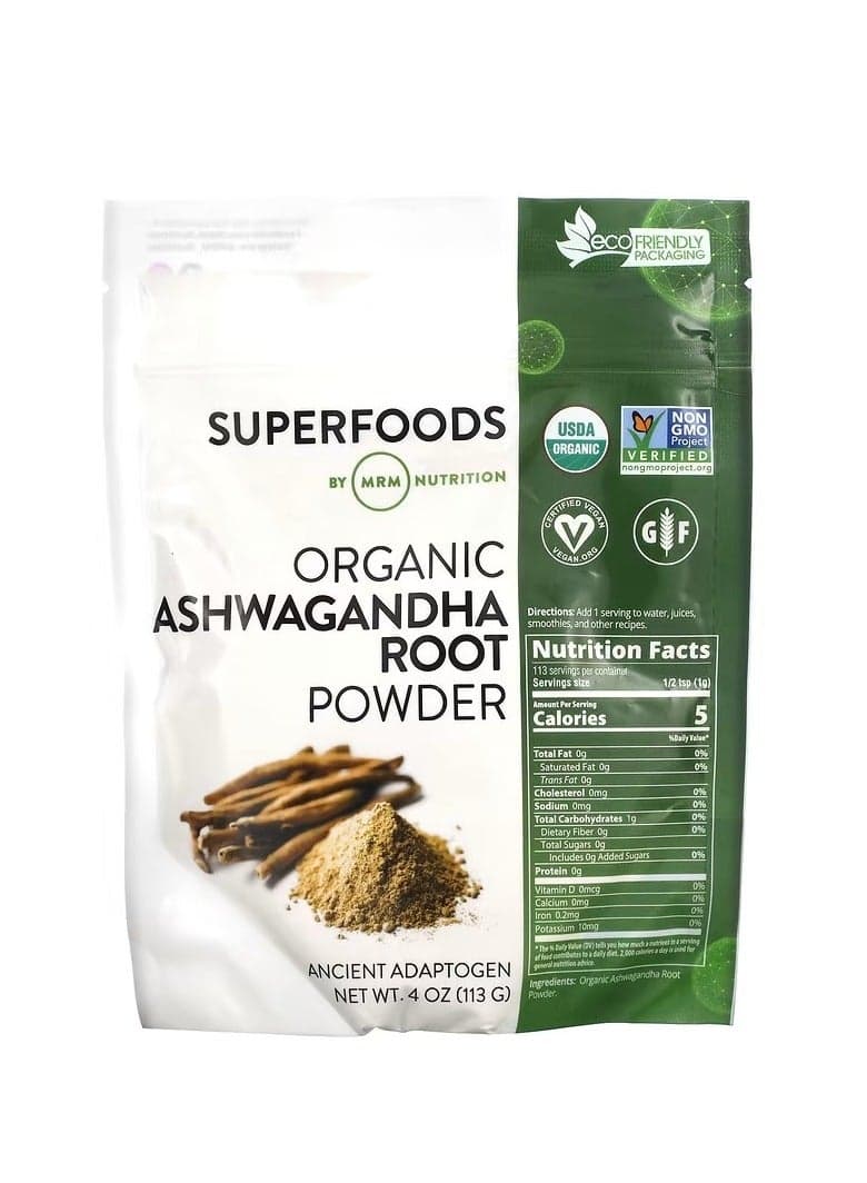 Organic Ashwagandha Root Powder, 4 oz (113 g)