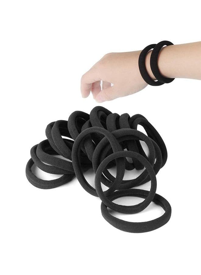 20 PCS Large Hair Ties for Thick Hair Black Hair Bands for Women Men and Girls No Damage Stretchy Ponytail Holders for Braids (5 cm in Diameter, 1 cm in Width)