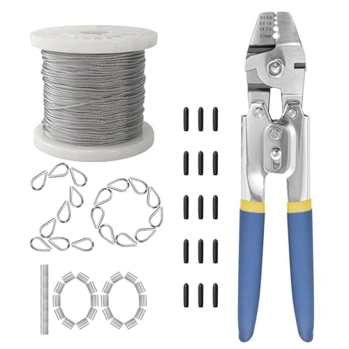 BKMAMLAB Wire Rope,Equipped with Crimping Pliers,1/16 Wire Rope, Aircraft Cable,304 Stainless Steel Cable,7x7 Strand Core 196FT,368lbs Breaking Strength