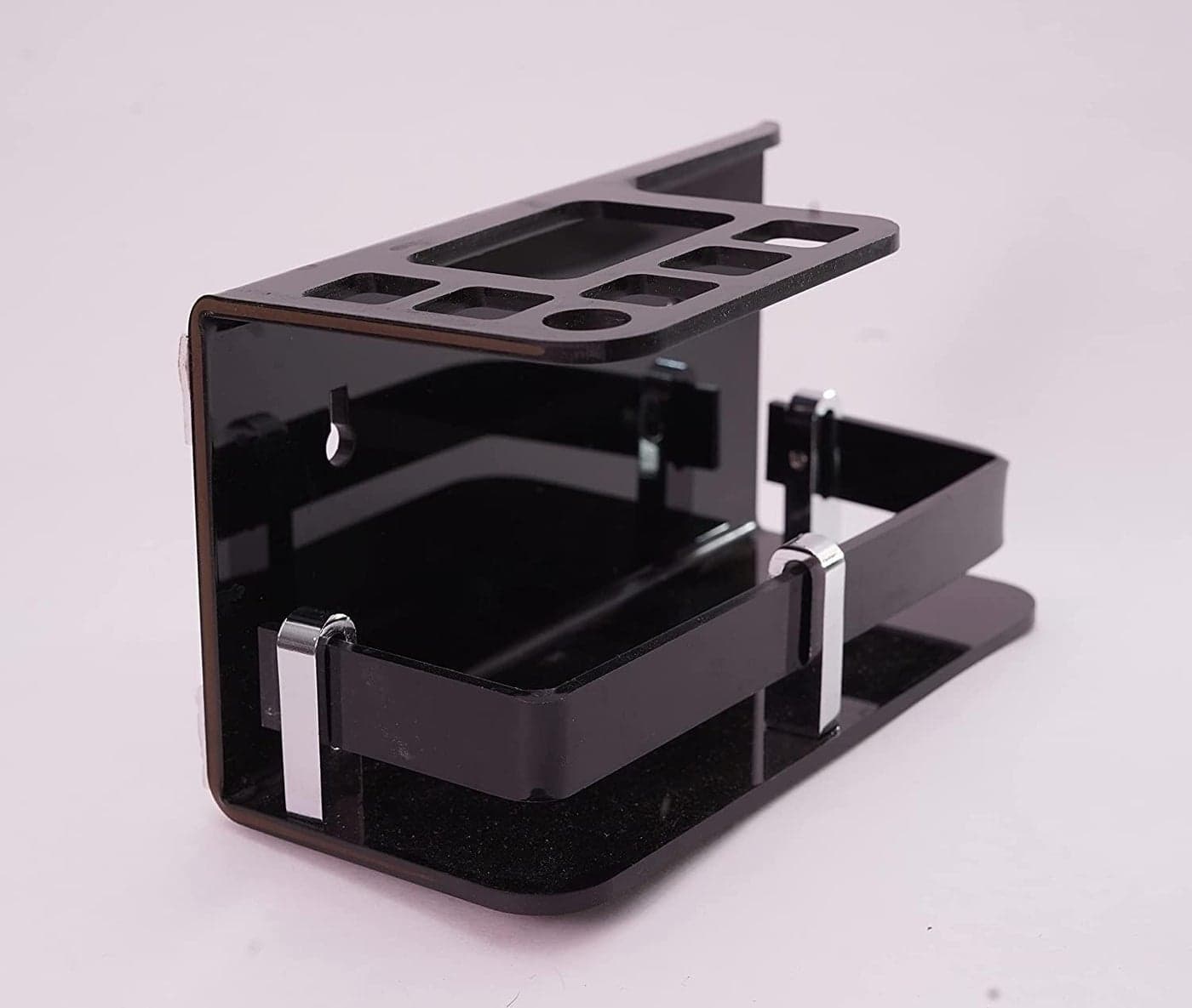 SHREEGUN VILLA Wall Mounted self Adhesive Acrylic Tooth Brush StandToothpaste HolderStandTumblerToothpaste Stand for Bathroom Organizer Rack for Homewith Handwash Stand Acrylic Black